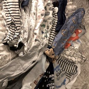 Lot of baby boy clothing is sizes newborn to 0-3 months old